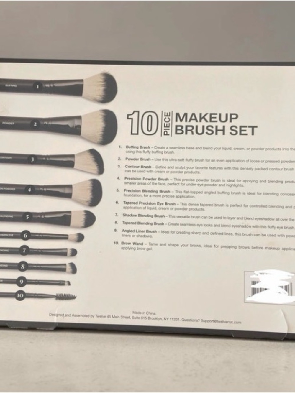 10-Piece Black Makeup Brush Set - Professional Face & Eye Brushes